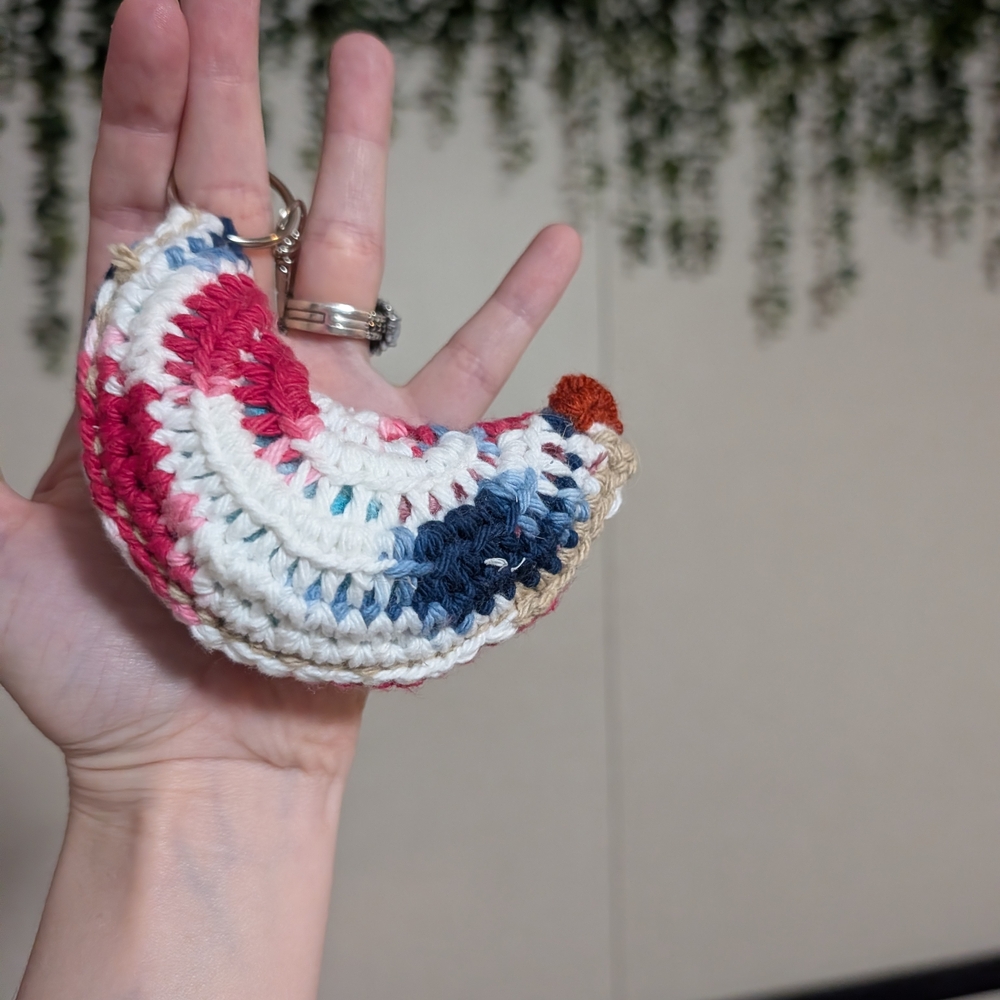 Multicolor Crochet Chicken Keychain